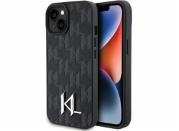 Karl Lagerfeld Karl Lagerfeld KLHCP15SPKLPKLK iPhone 15 6.1 černo/černé pevné pouzdro Kožený monogram Hot Stamp Metal Logo