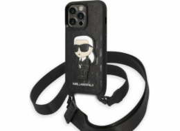 Karl Lagerfeld Pouzdro Karl Lagerfeld KLHCP14LSTKMK Apple iPhone 14 Pro černo/černé pevné pouzdro Monogram Ikonik Patch