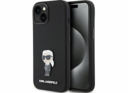 Karl Lagerfeld Karl Lagerfeld KLHCP15SSHMKNPK iPhone 15 6.1 černý silikonový kovový kolík Ikonik