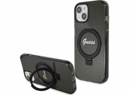 Guess Guess GUHMP15MHRSGSK iPhone 15 Plus 6.7 černo/černé pevné pouzdro Ring Stand Script Glitter MagSafe
