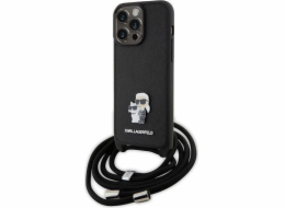 Karl Lagerfeld Karl Lagerfeld KLHCP15XSAKCPSK pevné pouzdro pro iPhone 15 Pro Max 6.7 černo/černé Crossbody Saffiano kovový odznak Karl & Choupette