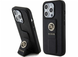 Guess Guess GUHCP15XPGSSADK iPhone 15 Pro Max 6.7 černé/černé pevné pouzdro Grip Stand 4G Saffiano Strass