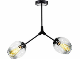 Mdeco závěsné svítidlo Modernistická stropní LAMPA ELM1962/2 BLACK-TR MDECO sklo FIXTURE nastavitelná chemie černá transparentní