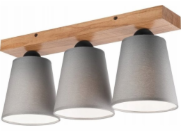 Stropní svítidlo Lamkur Lamkur Lula 47652 stropní svítidlo boho dřevěná látková stínidla 3x60W E27 šedá/dřevo