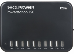 Nabíječka RealPower Power Station 120 Smartphone, Tablet Black Interní AC