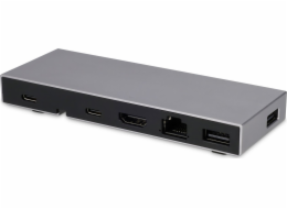 Kompaktní dokovací stanice LMP USB-C 2 4K 6portový síťový konektor USB-C dokovací stanice, ideální pro MacBook Air/Pro M1/M2 - Space Gray