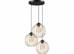 Závěsná lampa Lamkur Lamkur Zoya 45443 závěsná lampa kovová půdní klec 3x60W E27 černá/zlatá