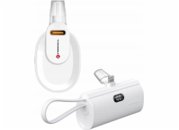 Powerbanka ForCell FORCELL F-ENERGY Power Plug F5K3 powerbanka 5 000mAh s vestavěným konektorem pro Lightning 8-PIN PD 20W bílá
