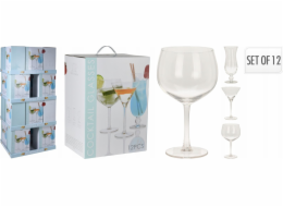 Koktejlové sklenice Home Styling Collection, 3 druhy koktejlových sklenic: Gin, Tonic, Hurricane, 12 kusů