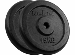 Rebel Litinová sada závaží 2x15kg, otvor 31mm, klasická deska, REBEL ACTIVE
