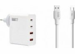 Nabíječka Vega SÍŤOVÁ NABÍJEČKA 130W GaN WHITE SOMOSTEL POWER DELIVERY Q24 2XPD + 2XUSB + USB TYP-C KABEL 6A 120W SOMOSTEL BÍLÁ RYCHLONABÍJEČKA QC 3.0 1M POWERLINE SMS-BA02>