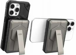 Baseus UAG Rugged 10K Powerbanka - 10000 mAh powerbanka se stojánkem, 10W bezdrátové nabíjení, kompatibilní s MagSafe, kabel součástí (černý/titan)