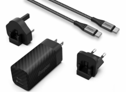 Nabíječka Energizer Energizer Ultimate – vícezásuvková nástěnná nabíječka pro EU / Spojené království / USA GaN USB-C a USB-A 90W PD + USB-C kabel (černý)