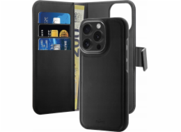 Puro Puro Wallet Odnímatelné MagSafe 2v1 PU kožené pouzdro s klopou a peněženkou pro iPhone 16 Pro Max – černé