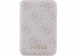 Powerbanka Guess Guess Powerbanka indukční 15W GUPB5FP4EMGP 5000mAh růžová/růžová 4G kůže Kovové Logo MagSafe