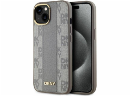 DKNY DKNY DKHMP15SPCPVSLE iPhone 15 6.1 béžový/béžový pevný obal Kožený kostkovaný mono vzor MagSafe