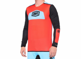 100% Pánské tričko 100% R-CORE X Jersey dlouhý rukáv fluo červená černá vel. L (NOVÉ)
