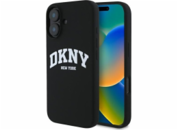 DKNY DKNY DKHMP16SSNYACH iPhone 16 6.1 černo/černé pevné pouzdro Silikonové bílé tištěné logo MagSafe