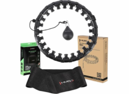 HMS HULA HOP SET HHW12 ČERNÁ S VÝSTUPKY A HMS HMOTNOSTÍ + PÁSEK BR163 BLACK PLUS VEL.