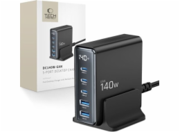 Nabíječka Tech-Protect TECH-PROTECT DC140W-GAN 5PORTOVÁ STOLNÍ NABÍJEČKA PD140W/QC3.0 ČERNÁ