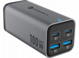 ForCell nabíječka FORCELL F-ENERGY GaN III VT-49 stolní nabíječka 2 x typ C + 2 x USB A PD QC4.0 SFC2.0 5A 100W šedá