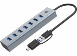 HUB USB Conceptronic Conceptronické HUBBIES21G rozbočovače a rozbočovače USB 3.2 Gen 1 (3.1 Gen 1) Typ-A 5000 Mbit/s Šedá