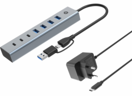 Conceptronic Conceptronic HUBBIES20GP Huby a rozbočovače USB 3.2 Gen 1 (3.1 Gen 1) Type-C 5000 Mbit/s šedá