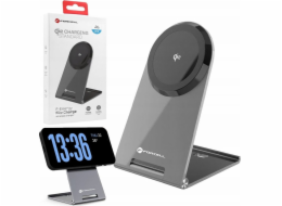 Nabíječka ForCell FORCELL F-ENERGY Flip Charge Qi2 15W MagSafe kompatibilní indukční nabíječka stříbrná