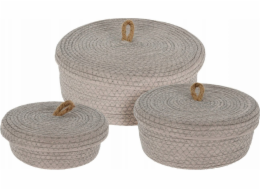 Dekorativní úložné koše kolekce Home Styling, jutové víko, 3 balení
