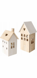 Boltze Dřevěná dekorace s osvětlením, 2 domy, ALDEA