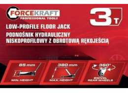 Nízkoprofilový hydraulický zvedák Forcekraft 3t s otočnou rukojetí