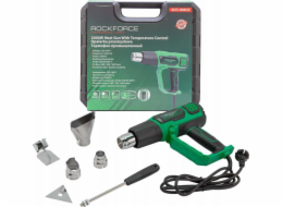 Elektrická horkovzdušná pistole Rockforce s tryskami (230V, 50/60Hz, 2000W, 60/350/600 stupňů, 50/300/500 l/min)