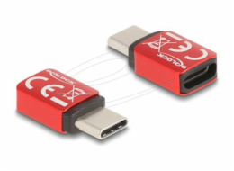 Delock - USB adaptér - 24 pin USB-C (M) do 24 pin USB-C (F) - 48 V - 5 A - Blokátor dat, napájení USB (240 W) - cervená