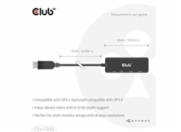 Club3D hub MST (Multi Stream Transport) DisplayPort 1.4 na 3x HDMI 8K60Hz (M/F)