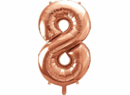 Party Deco Foil balónek Číslo 8, 86cm, růžové zlato, univerzální