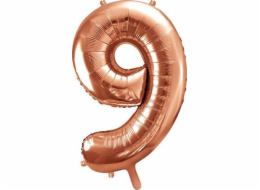 STRANY DECO Fly Balloon Number 9, 86 cm, růžové univerzální zlato