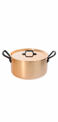 Hrnec de Buyer, 6342.28, PRIMA MATERA, měděný, s pokličkou, úchyty z litiny, vhodné pro všechny varné desky, průměr 28 cm, výška 13,5 cm, objem 8 L