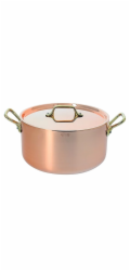 Hrnec de Buyer, 6447.24 INOCUIVRE, měděný, poklice, 2 rukojeti z leštěné mosazi, průměr 24 cm, objem 5,2 L, výška 11,5 cm