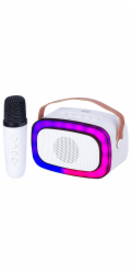 Karaoke reproduktor Trevi, XR 8A01, miniparty Karaoke speaker, bílá, bezdrátový mikrofon, Disco light osvětlení