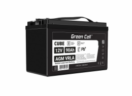 Green Cell CUBE AGM IP54 12V 90Ah VRLA Battery Gel deep cycle scooter mower boat barge mower tractor fishing boat