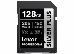Lexar paměťová karta 128GB Professional SILVER PLUS SDXC™ UHS-I, čtení/zápis: 205/150MB/s