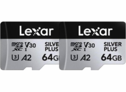 Lexar paměťová karta 2x 64GB High-Performance Silver Plus microSDXC™ UHS-I (čtení/zápis: 205/100MB/s)
