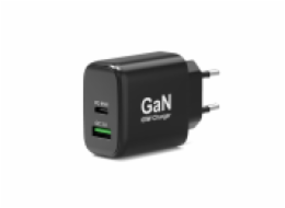 PORT CONNECT GaN síťová nabíječka pro 1xUSB-C PD a 1xUSB-A QC, 65W, černá