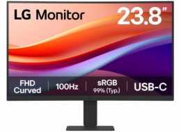 LG monitor 24U421A-B 23,8" VA  1920x1080 / 16:9 /100Hz/ 250cdm / 5ms / USB-C 15W/ HDMI