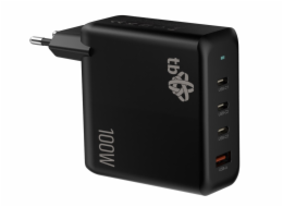 TB 3x USB-C + 1x USB-A nabíječka, GaN, 100W, černá