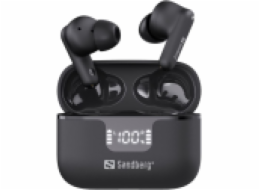 Sandberg bezdrátová sluchátka, ANC+ENC, Bluetooth s nabíjecím pouzdrem, černá