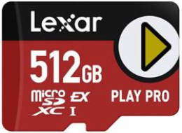 Lexar paměťová karta 512GB PLAY PRO microSDXC™ Express 7, čtení/zápis 900/600 MB/s