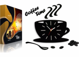 ModernClock Nástěnné kuchyňské hodiny - SATÉNOVÝ HRNEK BÍLÝ