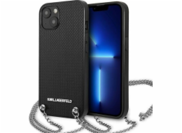 Karl Lagerfeld Karl Lagerfeld KLHCP13SPMK pevný kryt pro iPhone 13 mini 5.4 černý/černý s texturou kůže a řetízkem