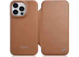 iCarer iCarer CE Premium Leather Folio Case pro iPhone 14 Pro, kožené pouzdro s magnetickým flipem MagSafe, hnědé (WMI14220714-BN)